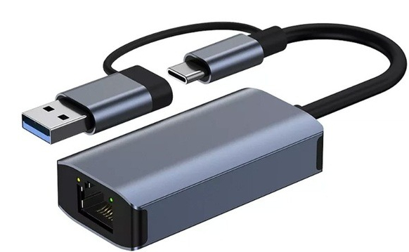 KINGMOX BYL-2207 - ADAPTADOR 2EN1 USB3.0/TIPOC A RJ45 GIGABIT / 10/100/1000 ETHERNET /