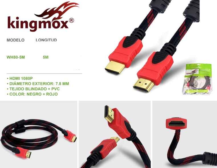 KINGMOX WH80-5M - CABLE DE HDMI 14+1 A HDMI / CABLE DE 5 M / NYLON