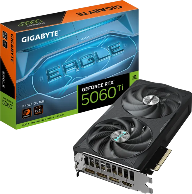GIGABYTE GEFORCE RTX 5060 TI EAGLE OC / TARJETA DE VIDEO DE 8GB GDDR7 / 128-BIT / PCIE5.0 / 4608 NUCLEOS CUDA / X3 DP 2.1B, X1 HDMI 2.1B - GIGABYTE