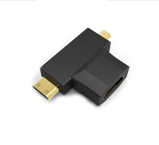KINGMOX MHX2 - ADAPTADOR 3 EN 1 / HDMI HEMBRA - MINI HDMI MACHO - MICRO HDMI MACHO / FULL-HD 1080P / COLOR NEGRO