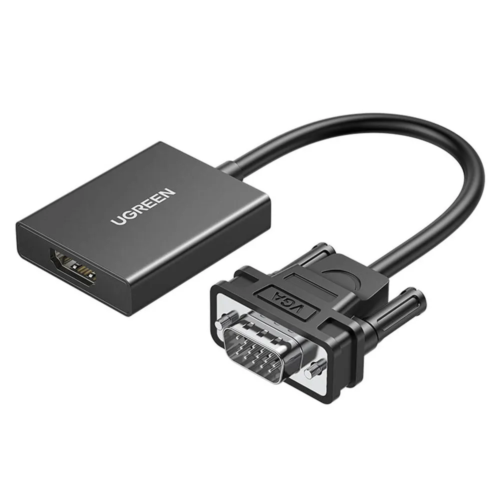 UGREEN CM513 / ADPTADOR VGA (MACHO) A HDMI (HEMBRA) / CONVIERTE SEÑAL ANALOGICA / UNIDIRECCIONAL / 1920X1080 60HZ / PUERTO 3.5MM / CORRIENTE USB-C