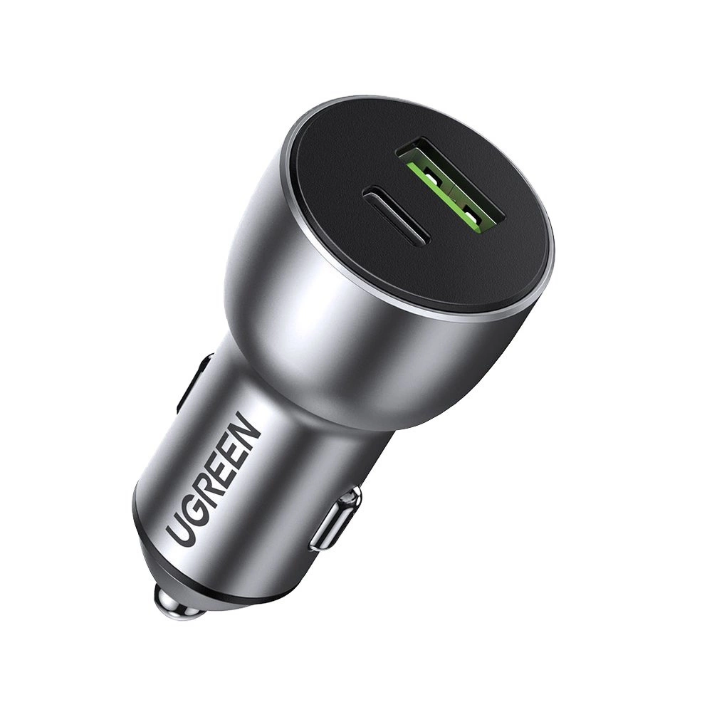 UGREEN CD213 / CARGADOR USB-C & USB-A PARA  AUTO / CARGA RAPIDA 36W / 18W PD, 18W QC / COMPATIBILIDAD UNIVERSAL / CUERPO ULTRA DELGADO Y DE ALUMINIO