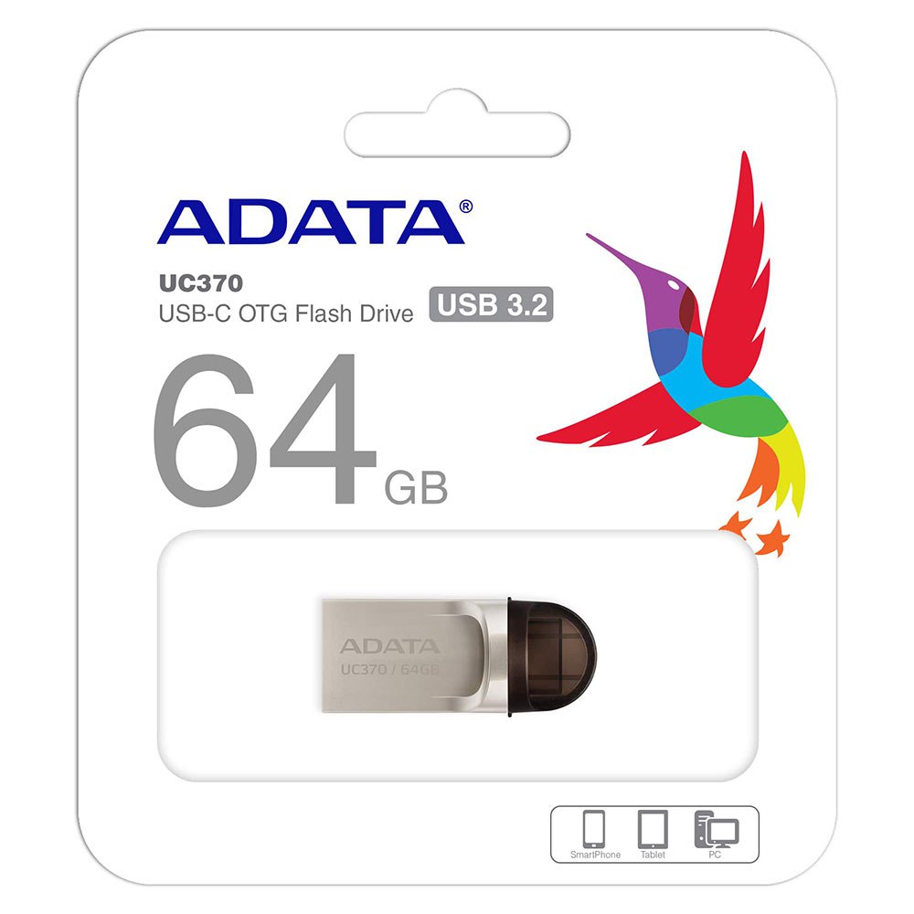 A-DATA UC370 64GB / MEMORIA USB 3.2 / USB-C OTG / COLOR GRIS METALICO