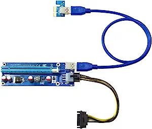 ADAPTADORES PCI RISER VER 009S PCI-E X16 A X1 / USB 3.0 / EXTENSORES DE VIDEO / CABLE 6PIN PCI-E TO SATA / INDICADOR LED CON FASE DE PODER
