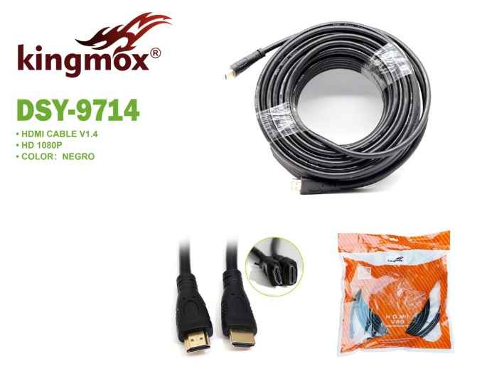KINGMOX DSY-9714-15M / CABLE HDMI A HDMI 50FT (15M) / V1.4 / COLOR NEGRO