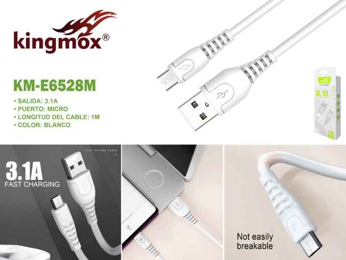 KINGMOX KM-E6528M - CABLE MICRO 3.1A / BLANCO
