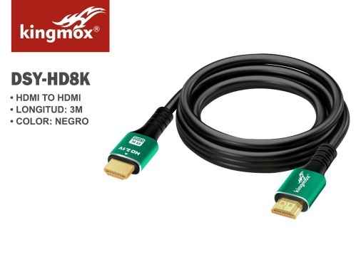 KINGMOX DSY-HD8K-3M / CABLE HDMI A HDMI 8K ULTRA HD V2.1 4K 120HZ / 19+1 / LARGO 3 M / COLOR NEGRO