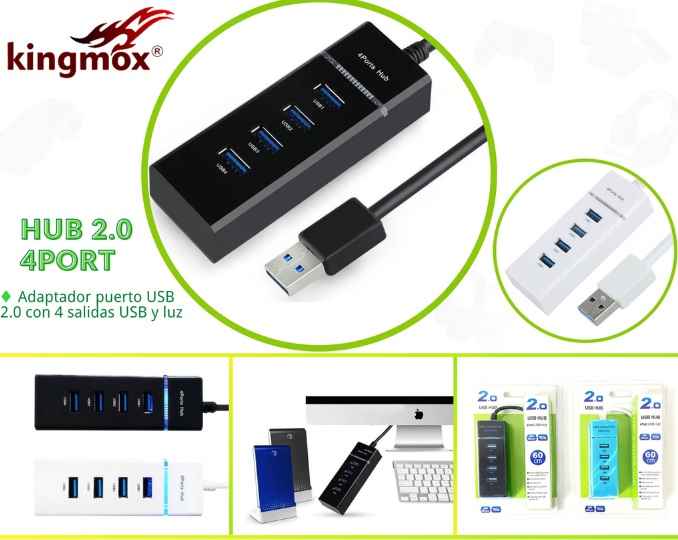 KINGMOX 2.0 HUB 4USB - ADAPTADOR HUB USB2.0 A 4PUERTOS USB 2.0 / 480MBPS / COLOR CELESTE