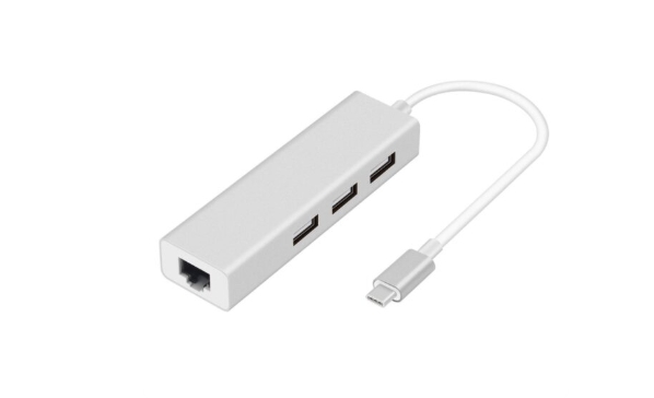 ZOECAN ZO-CA168 - ADAPTADOR HUB TIPO C (USB-C) A  USB 2.0 X3 / RJ45 X1 / COLOR BLANCO