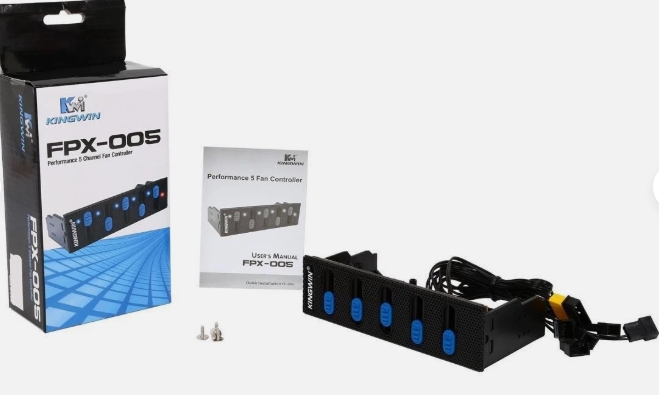KINGWIN FPX-005 / CONTROLADORA DE ABANICO CON 5 CANALES / INDICADOR LUCES LED
