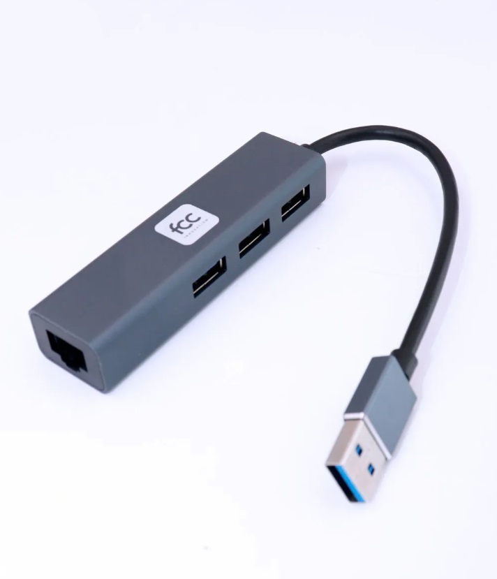 FCC-RJ35 - ADAPTADOR HUB USB3.0-RJ45 10/100 / USB3.0 A RJ45 / HUB DE 3X USB3.0 / GRIS