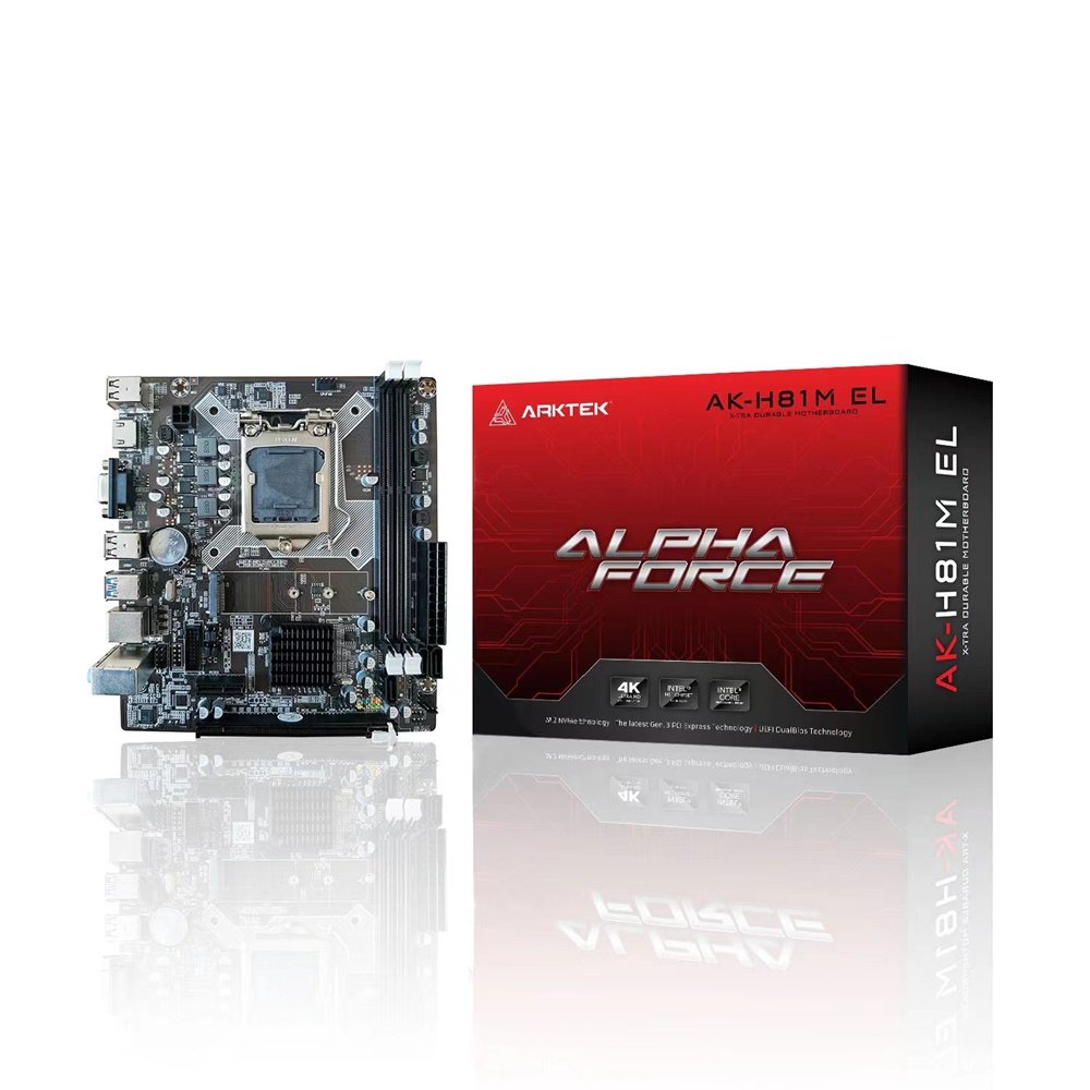 ARKTEK ALPHA FORCE AK-H81M EL / TARJETA MADRE M-ATX / SOCKET LGA 1150 (4TH GENERACION) / 2X DDR3 1600MHZ / 1X VGA, HDMI / 1X M.2