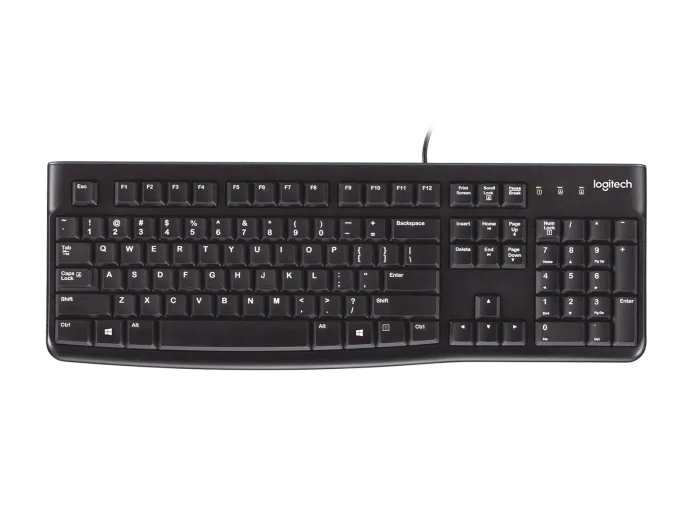LOGITECH KEYBOARD K120 / TECLADO EN ESPAÑOL / RESISTENTE A SALPICADURA / COLOR NEGRO / CONEXION USB
