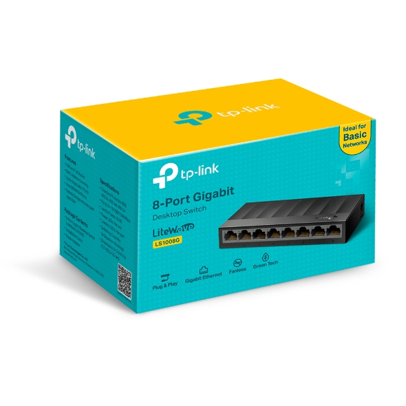 TP-LINK LITEWAVE LS1008G - SWITCH 8-PORT GIGABIT  / PLUG & PLAY / 802.1P/DSCP / GREEN TECH / NEGRO