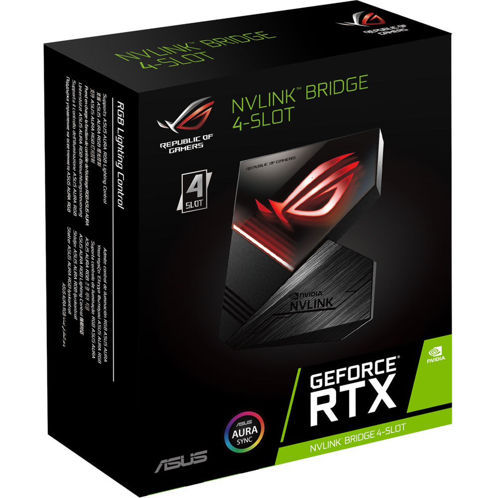 ASUS ROG NVLINK BRIDGE 4 SLOT - AURA SYNC / ALTA RESOLUCION CON NVIDIA GEFORCE RTX 2080 TI