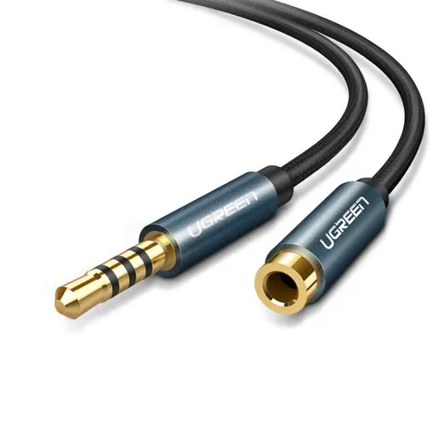 UGREEN 40675 / ADAPTADOR DE 3.5MM MACHO A 3.5MM HEMBRA  / EXTENSION / TRENZADO / 2 METROS / COLOR NEGRO