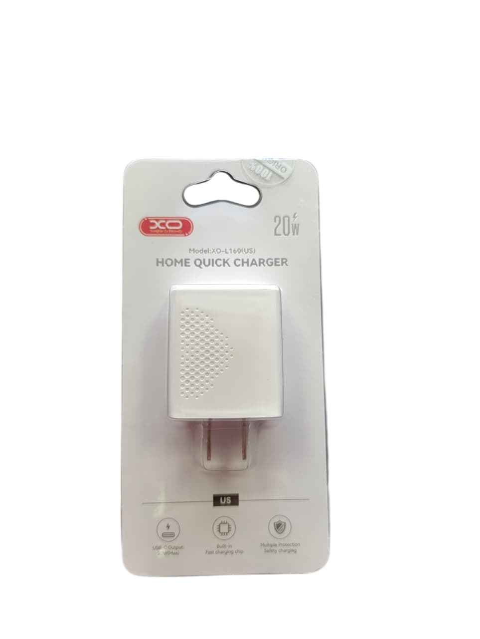 XO L160 - CARGADOR (CUBO SOLO) 20W / TIPO C CARGA RAPIDA / COLOR BLANCO