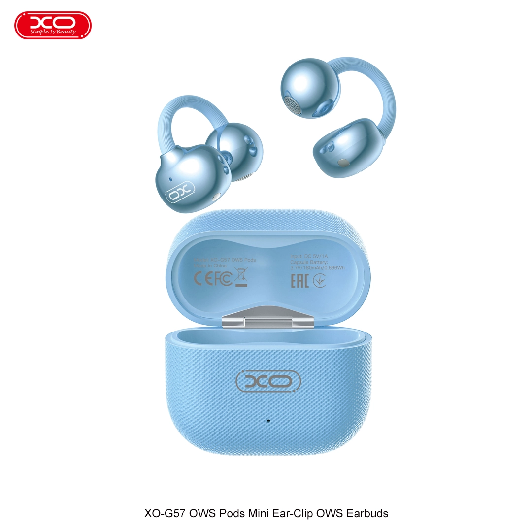 XO (XO-G57) / MINI EARBUDS INALAMBRICOS OWS / HASTA 15 HORAS DE USO / DISEÑO DE CLIP / IPX4 / RUNNING & SPORTS / 180MAH / COLOR AZUL