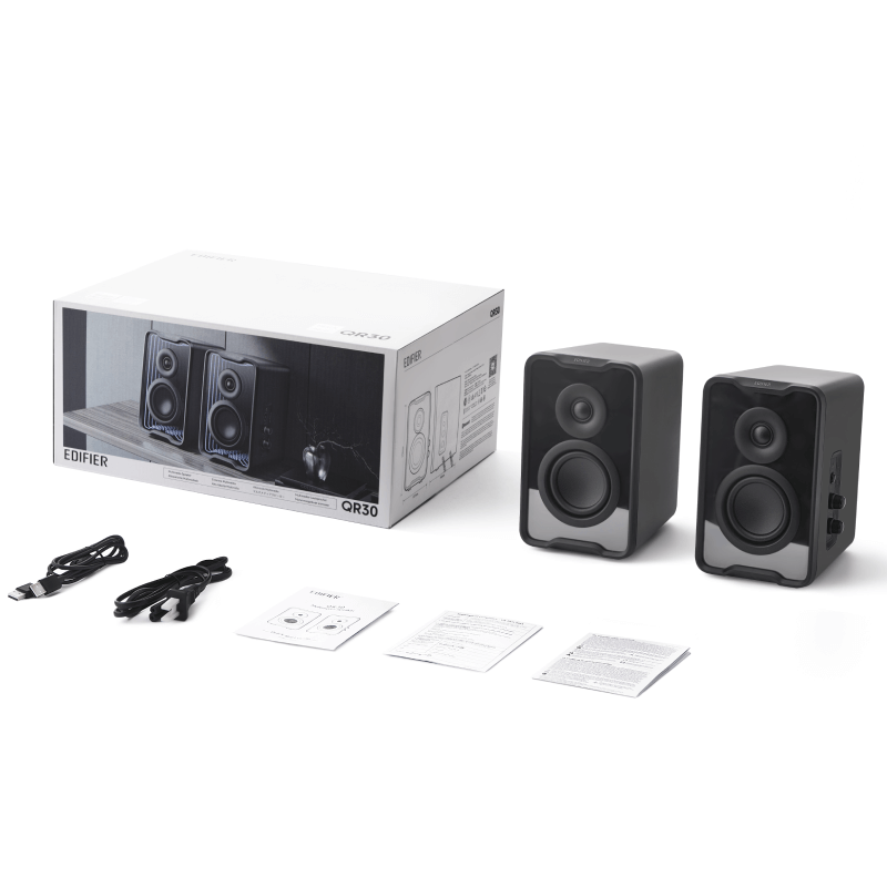 EDIFIER QR30 NOIR / BOCINAS ACTIVAS DE MESA 2.0 / 30W RMS TOTAL / TWEETERS DE 0.75 Y ALTAVOCES MEDIOS GRAVES DE 2.75 / BT 5.4 / LIGHT EFFECTS