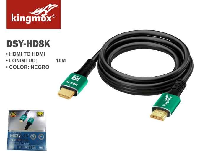 KINGMOX DSY- HD8K-10M / CABLE HDMI A HDMI 8K ULTRA HD V2.1 4K 120HZ / 19+1 / LARGO 10 M / COLOR NEGRO
