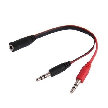 ZOECAN ZO-AU2A1 - ADAPTADOR DIVISOR DE AUXILIAR A MICROFONO Y AUDIFONO / 1X HEMBRA - 2X MACHO