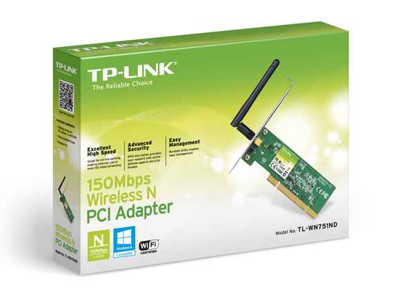 TP-LINK TL-WN751ND 150MBPS WIRELESS PCI ADAPTER / ATHEROS 1T1R, 2.4GHZ, 802.11N/G/B / 1 DETACHABLE ANTENNA