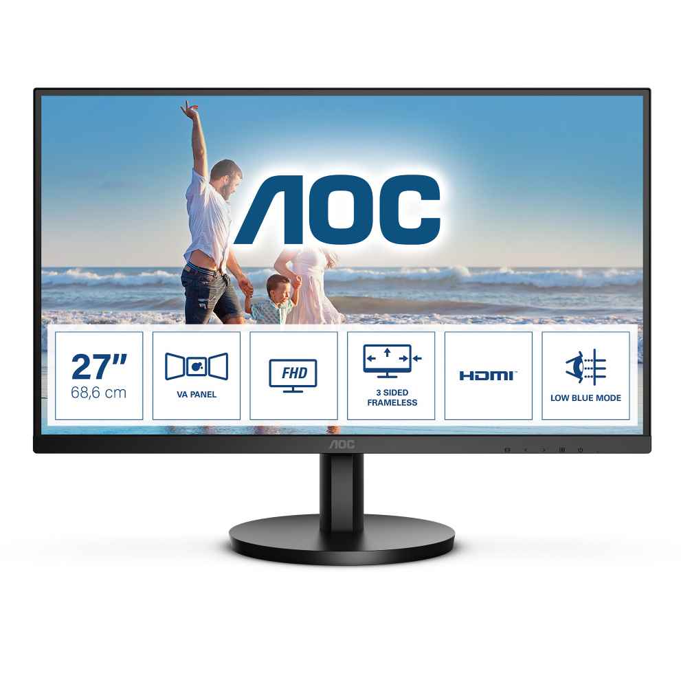 AOC 27B3HM - MONITOR 27 FULL HD / ADAPTIVE SYNC (1920X1080) / PANEL VA / 75HZ / VGA / HDMI 1.4 / NEGRO
