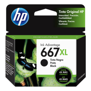 HP 667XL CARTUCHO 3YM81AL - NEGRA INYECCIÓN DE TINTA 8ML / IMPRESORAS DESKJET INK ADVANTAGE 2375/2775/6475 /  HASTA 480 PAG.