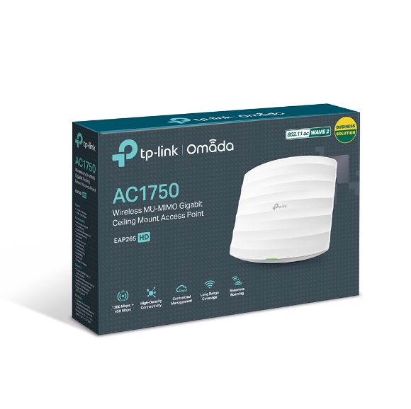 TP-LINK EAP265HD / PUNTO DE ACCESO INALAMBRICO DE TECHO AC1750 / DOBLE BANDA 2.4GHZ 450MBPS - 5.0GHZ 1300MBPS / MU-MIMO