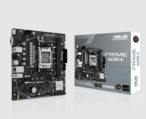 ASUS PRIME A620M-K / TARJETA MADRE M-ATX / SOCKET AM5 / 2X DDR5 6400MHZ / 1X  PCI-E 4.0 / 1X VGA, HDMI