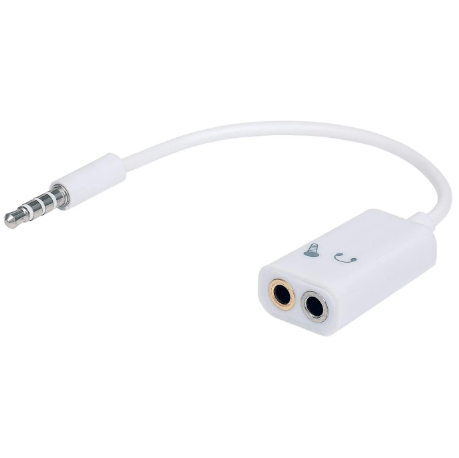 FCC MSF-449 - ADAPTADOR DE AUDIO 3.5MM AUXILIAR (MACHO) A 2 PUERTOS MICROFONO Y AUDIFONOS HEMBRA