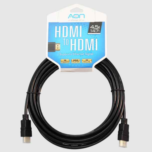 AON AO-CB-1103 / CABLE HDMI A HDMI / 4.5M (14.7FT) / GOLD PLATED / RESOLUCION 4K