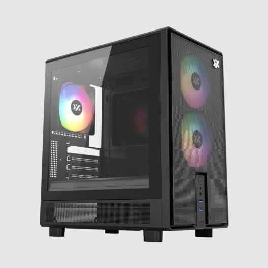 XYZ ATOM NEGRO / CAJA M-ATX / INCLUE X3 ABANICOS PULSAR ARGB 120MM / CONTROLADOR ARGB Y PWM / X1 USB 3.0, X1 USB 2.0, X1 USB TIPO-C