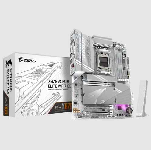 GIGABYTE X870 AORUS ELITE WIFI 7 ICE / TARJETA MADRE ATX AM5 / X4 DDR5 RAM SLOT / PCIE GEN5 / X4 M.2 SLOT / 2.5GBE & WIFI7, BT 5.4 / X1 HDMI, X2 USB4