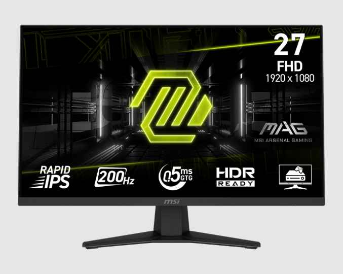 MSI MAG 274F / MONITOR GAMING DE 27 FHD (1920X1080) / PANEL RAPID IPS / 200HZ / 0.5MS / HDR READY / X1 HDMI 2.0B, X1 DISPLAYPORT 1.2A