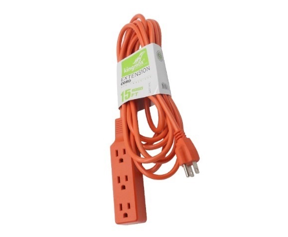 KINGMOX SJT-15FT - EXTENSION ELECTRICA DE 2000W / 15FT / 3 TOMAS